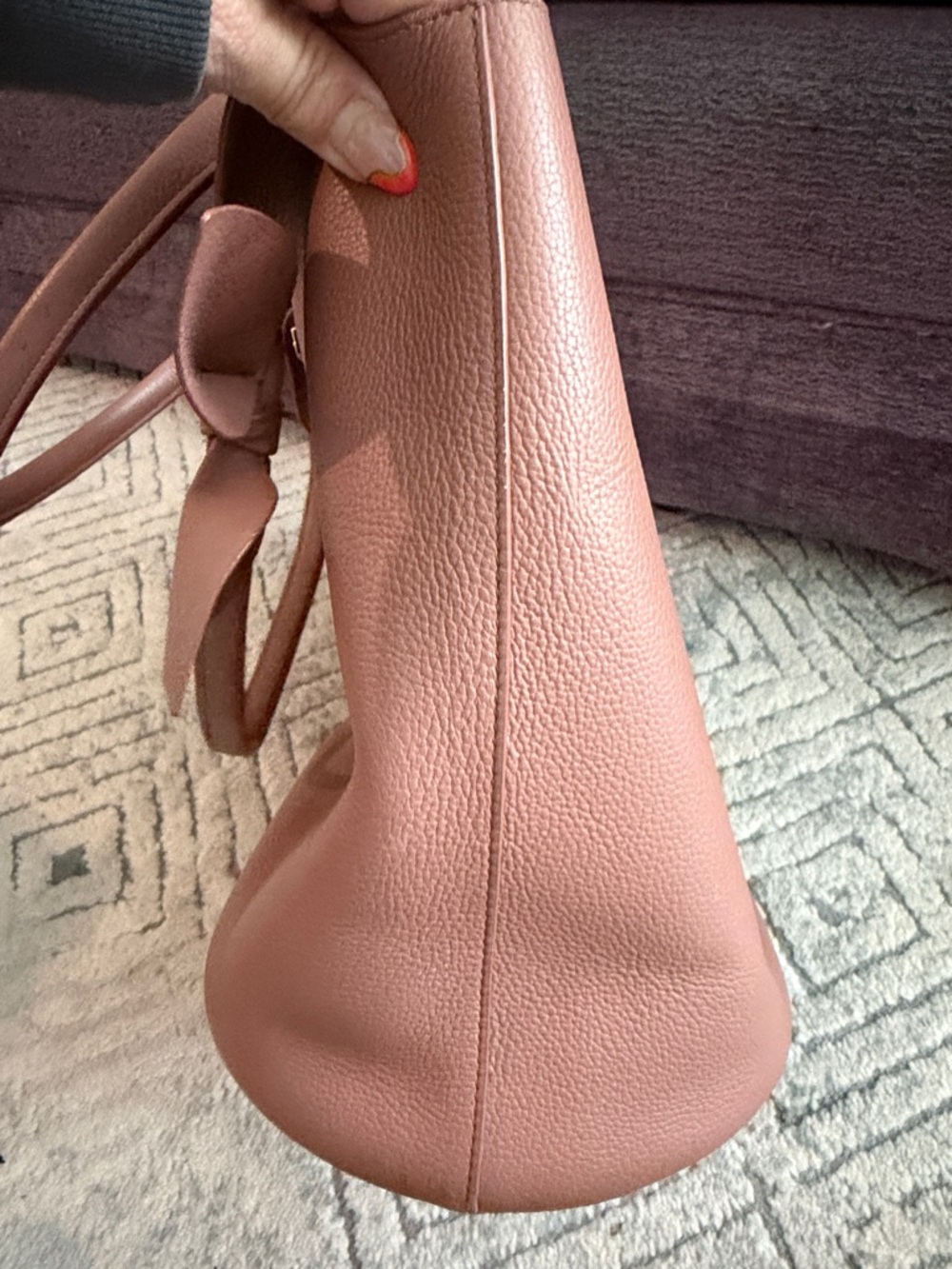 Kate Spade Rose Taupe Pebbled Leather Tote with Bow Accent - Picture 14 of 16